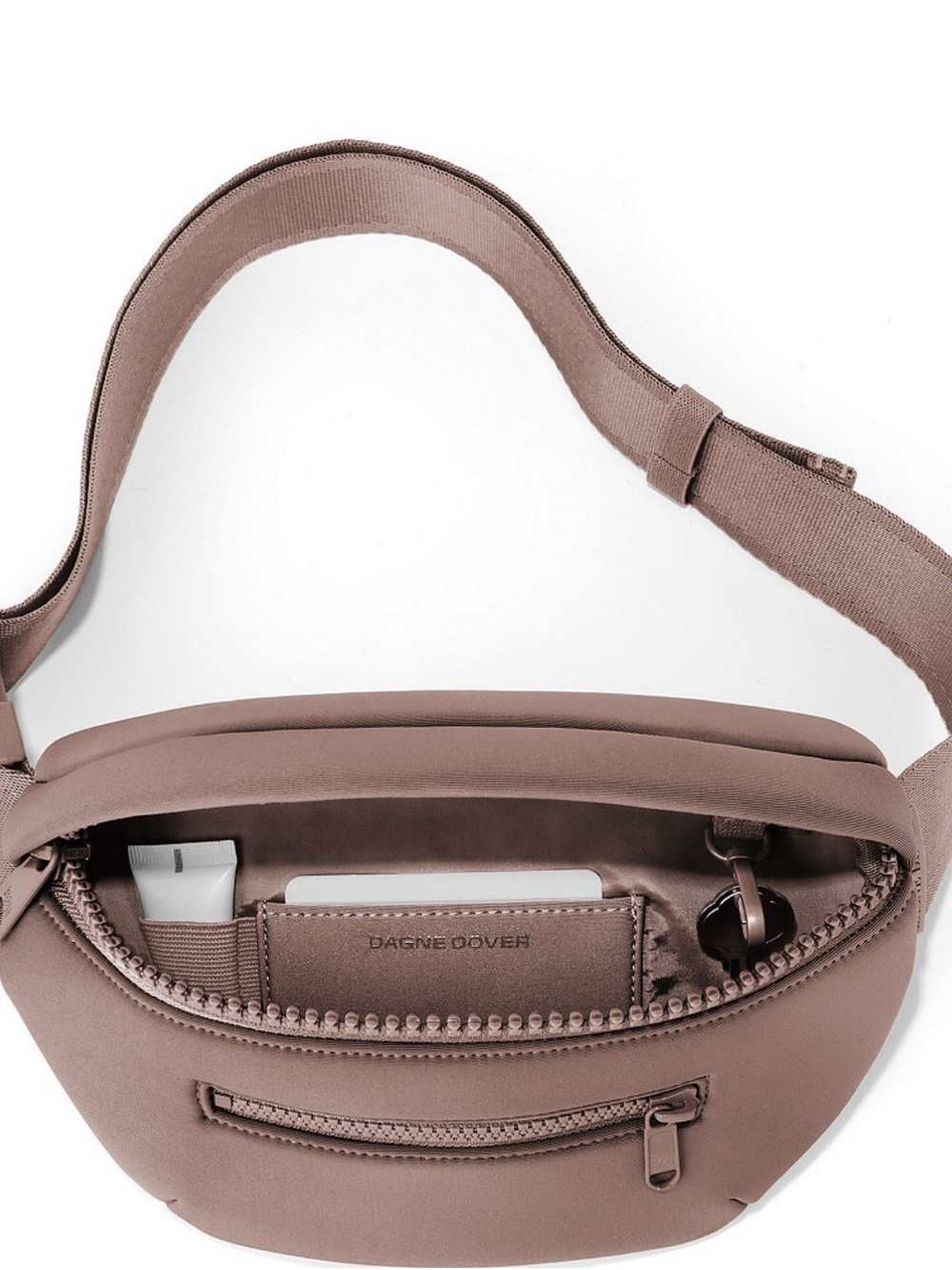 Dagne Dover Brown Belt Bag with Front Zip